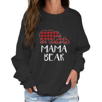 Red Plaid Mama Bear Two Cubs Matching Buffalo Pajama Xmas Women Sweatshirt | Favorety UK