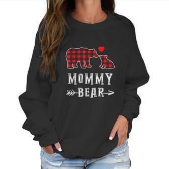 Red Plaid Mommy Bear One Cub Matching Buffalo Pajama Xmas Women Sweatshirt | Favorety UK