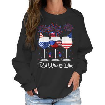 Red Wine & Blue 4Th Of July Wine Red White Blue Wine Glasses V9 Women Sweatshirt | Favorety