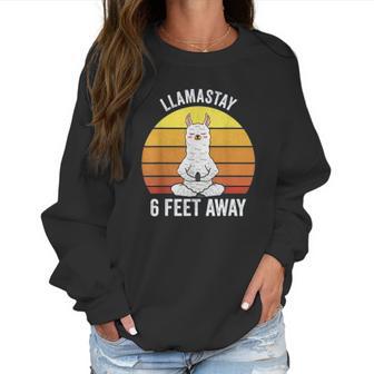 Retro Llamastay 6 Feet Away Llama Social Distancing Women Sweatshirt | Favorety DE