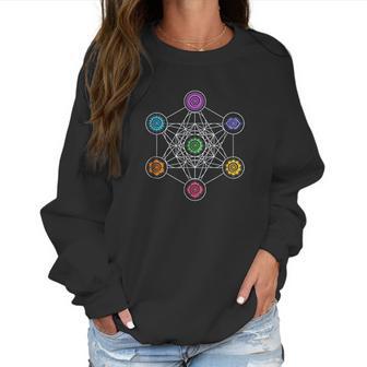 Sacred Geometry Yoga Metatrons Cube Rainbow Women Sweatshirt | Favorety UK