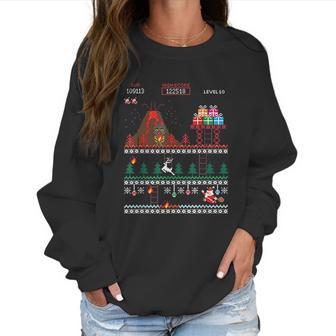 Santa Vs Krampus Pixel Art 8-Bit Christmas Women Sweatshirt | Favorety CA