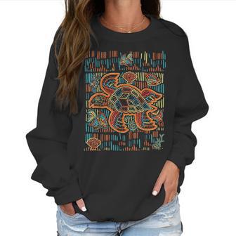 Sea Turtle Inspired By Mola Artwork Of Panama Kuna Women Sweatshirt | Favorety DE