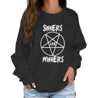 Siners Are Winers Black Metal Fans Halloween Women Sweatshirt | Favorety
