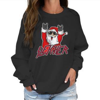 Sleigher Santa Claus Metal Christmas Funny Hail Santa Women Sweatshirt | Favorety AU