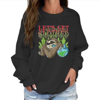 Sloth Marijuana Thc Cannabis Leaf Stoner Gift Women Sweatshirt | Favorety AU