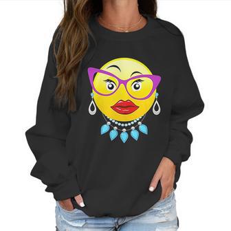 Smiling Emojis Lady Bling Face Glasses Women Women Sweatshirt | Favorety AU