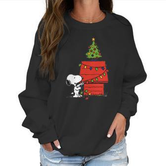 Snoopy And Christmas Tree Women Sweatshirt | Favorety