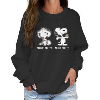 Snoopy Before Coffee After Coffee Shirt Hoodie Sweater Longsleeve T-Shirt Women Sweatshirt | Favorety DE