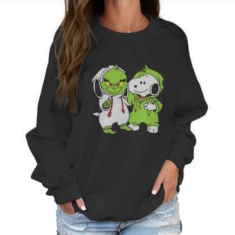 Snoopy And Grinch Fushion Peanuts How The Grinch Stole Christmas Women Sweatshirt | Favorety CA