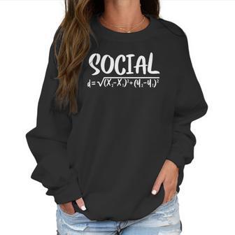 Womens Social Distance Math Teacher Quarantine Funny Math V-Neck Women Sweatshirt | Favorety