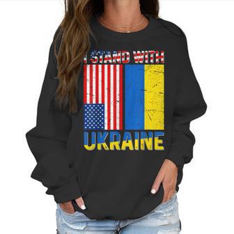 I Stand With Ukraine Support Ukraine Ukrainian American Flag V2 Men Women T-Shirt Graphic Print Casual Unisex Tee Women Sweatshirt | Favorety