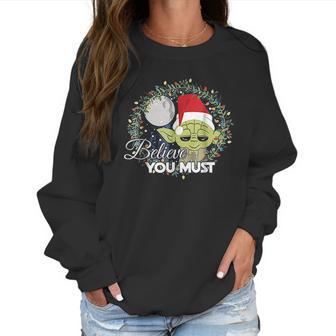 Star Wars Yoda Santa Believe You Must Christmas Reef Women Sweatshirt | Favorety