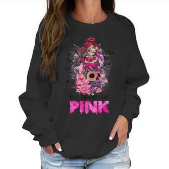 Sugar Skull Fight Breast Cancer Awareness Like A Girl Ribbon Men Women T-Shirt Graphic Print Casual Unisex Tee Women Sweatshirt | Favorety AU