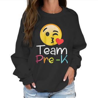 Team Pre K Teacher Emoji Hearts Love Back To School Women Sweatshirt | Favorety CA