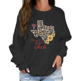 Texas Tech Red Raiders Leopard State Map Sunflower Women Sweatshirt | Favorety