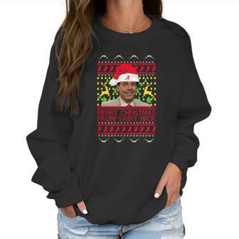 Ugly Nick Saban Merry Christmas From Saint Nick Women Sweatshirt | Favorety