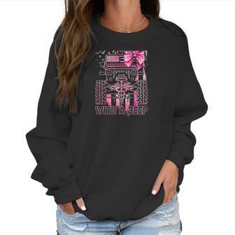 Never Underestimate A Nurse With A Jeep Truck Nurse American Flag Women Sweatshirt | Favorety DE