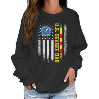 Vintage American Flag Proud Us Seabee Vietnam Veteran Dad Gift Graphic Design Printed Casual Daily Basic Women Sweatshirt | Favorety