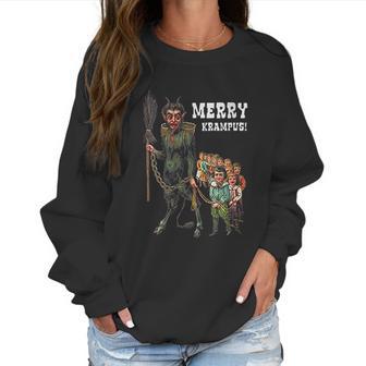 Vintage Krampus Creepy Christmas Holiday Merry Krampus Women Sweatshirt | Favorety DE