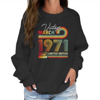 Vintage March 1971 50Th Birthday Gifts Cassette Tape Retro Women Sweatshirt | Favorety