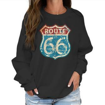 Vintage Route 66 Gas Station Road Sign Men Women T-Shirt Graphic Print Casual Unisex Tee Women Sweatshirt | Favorety