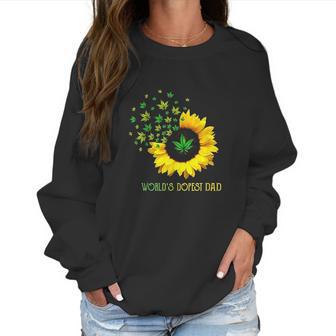 Worlds Dopest Dad Sunflower Weed Cannabis Funny Women Sweatshirt | Favorety AU