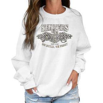 762 Design Usn Seabees Heather Military Green Women Sweatshirt | Favorety