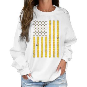 American Flag Honeycomb Honey Bee Women Sweatshirt | Favorety UK