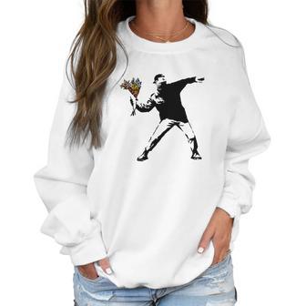 Banksy - Rage Flower Thrower Women Sweatshirt | Favorety