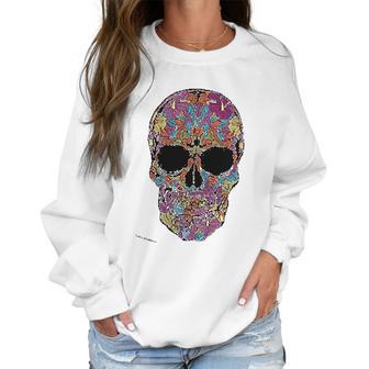 Black Flower Sugar Skull Day Of Dead Women Sweatshirt | Favorety DE