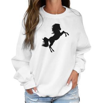 Black Stallion Horse Silhouette Riding Love Women Sweatshirt | Favorety