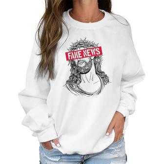 Blackcraft Antichrist Jesus Fake News Skeptic Atheist Women Sweatshirt | Favorety AU