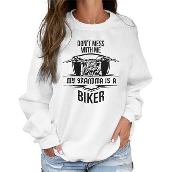 Brisco Brands Dont Mess With Me Grandma Is A Biker Newborn Baby Boy Girl Romper Women Sweatshirt | Favorety UK