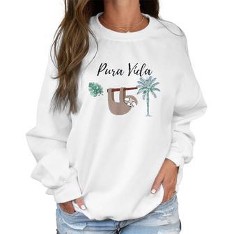 Costa Rica Pura Vida Sloth Palm Tree Women Sweatshirt | Favorety CA