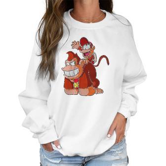 Donkey And Diddy Kong Piggy Back Ride Cute Gaming Women Sweatshirt | Favorety