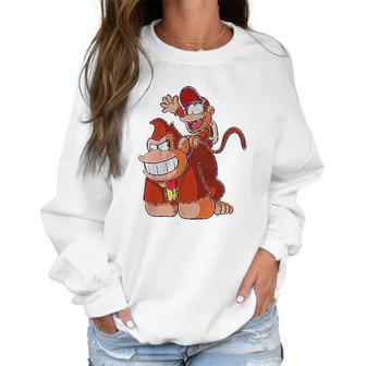 Donkey And Diddy Kong Piggy Back Ride Cute Women Sweatshirt | Favorety UK