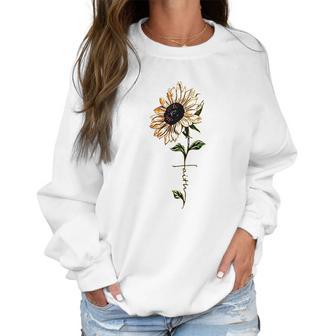 Foulian Sunflower Faith Cross Faith Christian Women Sweatshirt | Favorety