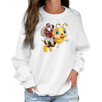 Funny Bee Christmas Santa Riding On Honey Bee Women Sweatshirt | Favorety UK