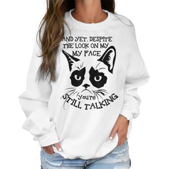 Funny Cat Kitten Grumpy-Face Cat Mom Cat Lovers Cat Owner Women Sweatshirt | Favorety UK