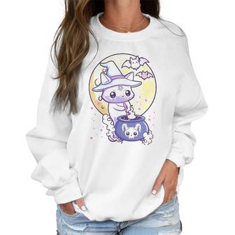 Womens Kawaii Pastel Goth Cute Creepy Witch Cat Wicca V-Neck Women Sweatshirt | Favorety AU