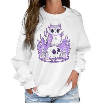 Womens Kawaii Pastel Goth I Cute Creepy Witchy Owl And Skull Women Sweatshirt | Favorety UK