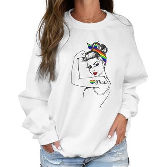 Lgbt Girl Power Pin Up Retro Art By Anne Cha Flag Gay Pride Women Sweatshirt | Favorety DE