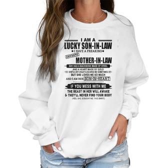 I Am A Lucky Son In Law Of A Freaking Awesome Mother Women Sweatshirt | Favorety CA