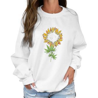 Marijuana Leaf Cannabis Sunflower Cool Stoner Gifts Women Sweatshirt | Favorety AU