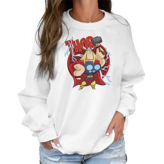 Marvel Thor God Of Thunder Retro Power Stance Logo Women Sweatshirt | Favorety CA