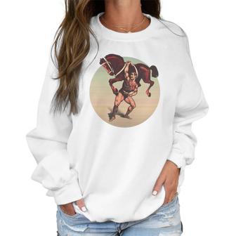 Muscle Man Lifting A Horse Kids Women Sweatshirt | Favorety UK