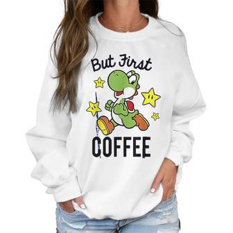 Nintendo Super Mario Yoshi Stars First Coffee Women Sweatshirt | Favorety CA