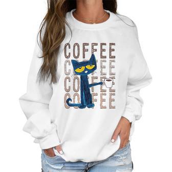 Pete The Cat Pete With Coffee Women Sweatshirt | Favorety UK