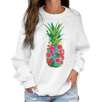 Pineapple Flowers Aloha Hawaii Vintage Hawaiian Women Sweatshirt | Favorety AU